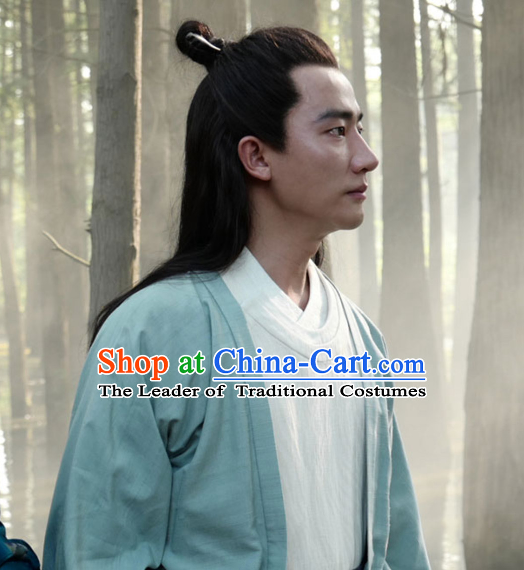 Ancient Chinese Tang Dynasty Male Long Black Wigs