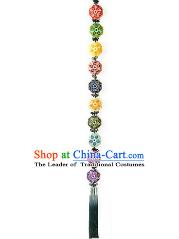 Traditional Korean Accessories Waist Pendant Embroidered Chinese Knot Palace Taeniasis, Asian Korean Wedding Hanbok Tassel Waist Decorations for Women