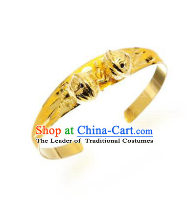 Asian Korean Hanbok Accessories Gold Longevity Bracelet for Baby