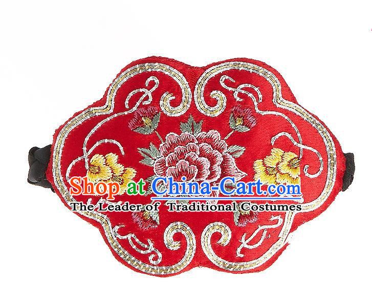 Korean National Hair Accessories Embroidered Flowers Red Hair Clasp, Asian Korean Hanbok Fashion Headwear Headband for Kids