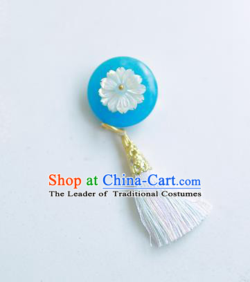 Korean National Accessories Blue Tassel Brooch, Asian Korean Hanbok Fashion Breastpin for Kids