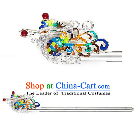 Traditional Korean National Hair Accessories Bride Wedding Palace Queen Phoenix Hairpins, Asian Korean Hanbok Fashion Headwear Hair Stick for Women