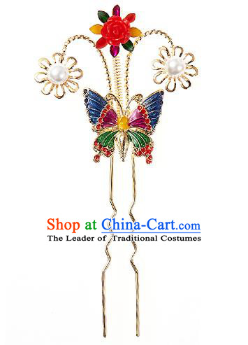 Traditional Korean National Wedding Hair Accessories Bride Hairpins, Korean Hanbok Fashion Hair Stick Headwear for Women