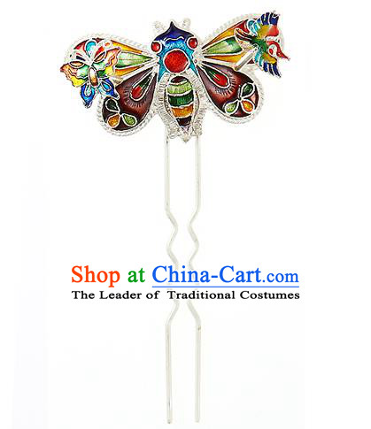 Korean National Wedding Hair Accessories Bride Blueing Bee Hairpins, Korean Hanbok Fashion Palace Hair Clasp for Women