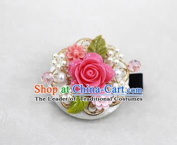 Korean National Hair Accessories Rosy Flower Hair Stick, Asian Korean Hanbok Fashion Headwear Headband for Kids