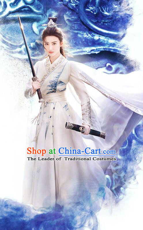 Traditional Chinese Southern and Northern Dynasties Female Swordsman Clothing, Asian China Ancient Heroine Costume for Women