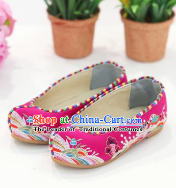 Traditional Korean National Wedding Shoes Embroidered Shoes, Asian Korean Hanbok Flat Shoes for Kids