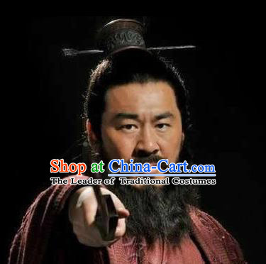 Chinese Ancient Opera Han Dynasty Chancellor Whiskers Mustache, Traditional Chinese Beijing Opera Old Men Full Beard for Men