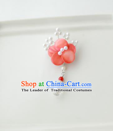 Korean National Accessories Girls Red Begonia Brooch, Asian Korean Hanbok Fashion Bride Breastpin for Kids