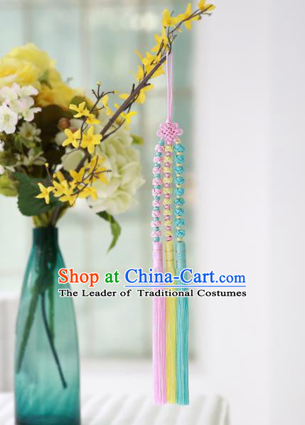 Asian Korean Hanbok Chinese Knot Tassel Waist Decorations, Korean National Belts Accessories Wedding Bride Waist Pendant for Women