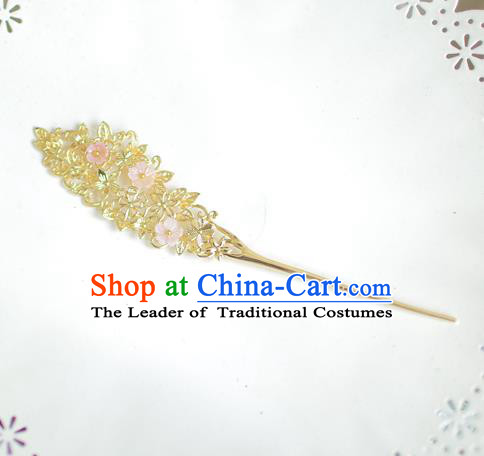 Korean National Bride Hair Accessories Flowers Hairpins, Asian Korean Hanbok Palace Hair Stick Headwear for Kids