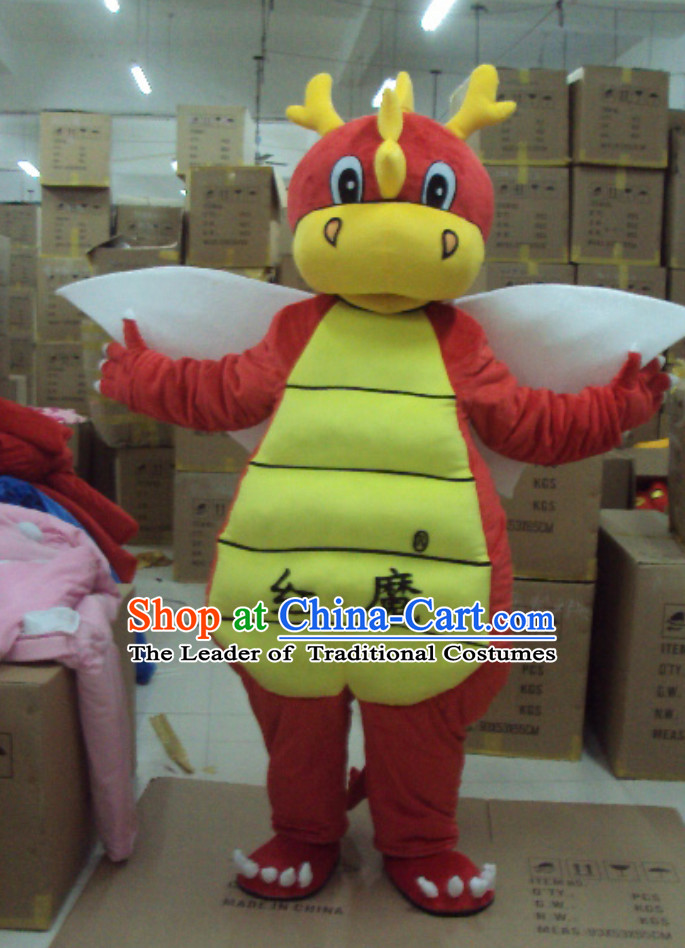 Professional Custom Mascot Uniforms Mascot Outfits Customized Cartoon Character Walking Lucky Red Dragon Mascot Costumes