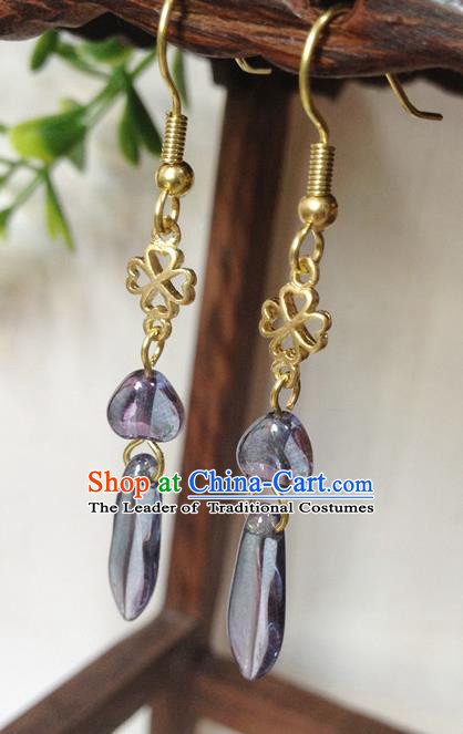 Traditional Handmade Chinese Ancient Classical Accessories Bride Hanfu Tassel Earrings for Women