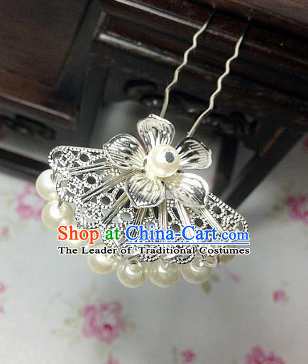 Traditional Chinese Ancient Classical Hair Accessories Hanfu Pearls Tassel Hair Clip Bride Hairpins for Women