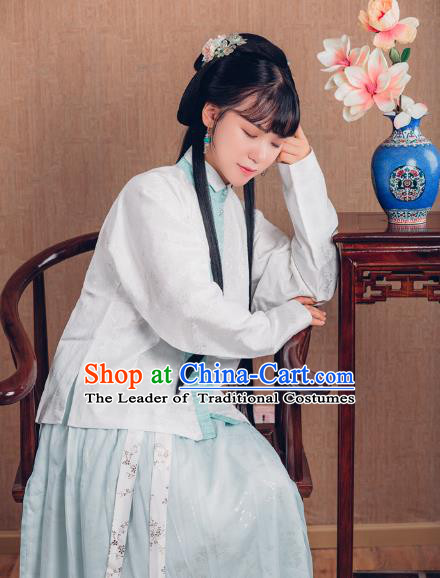 Asian China Ming Dynasty Princess Costume, Traditional Ancient Chinese Palace Lady Embroidered Hanfu Blouse Clothing for Women