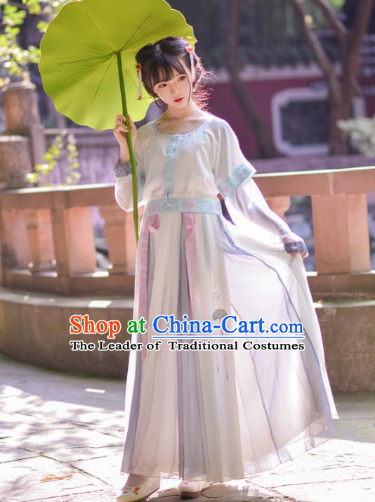 Asian China Tang Dynasty Princess Costume, Traditional Ancient Chinese Palace Lady Hanfu Embroidered Clothing for Women