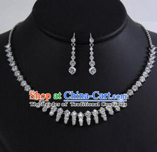 Traditional Korean Accessories Asian Korean Fashion Wedding Crystal Necklace and Earrings Complete Set for Women