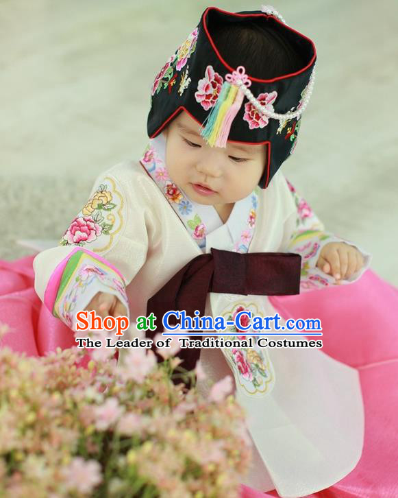 Traditional Korean Handmade Court Hanbok Embroidered Clothing, Asian Korean Apparel Hanbok Embroidery Princess Costume for Kids