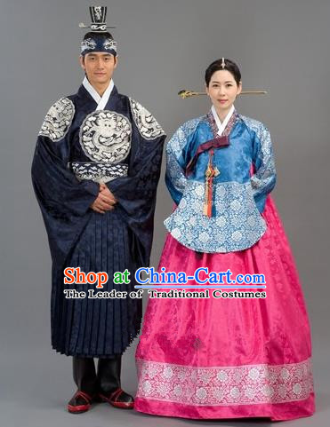 Traditional Korean National Handmade Court Embroidered Wedding Clothing, Asian Korean Bride Costume for Women