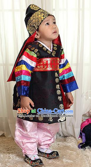 Traditional Korean Handmade Formal Occasions Embroidered Baby Prince Hanbok Clothing