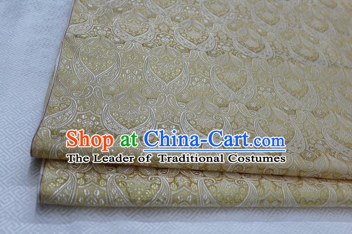 Chinese Traditional Royal Palace Pattern Mongolian Robe Light Golden Brocade Cheongsam Fabric, Chinese Ancient Costume Drapery Hanfu Tang Suit Material