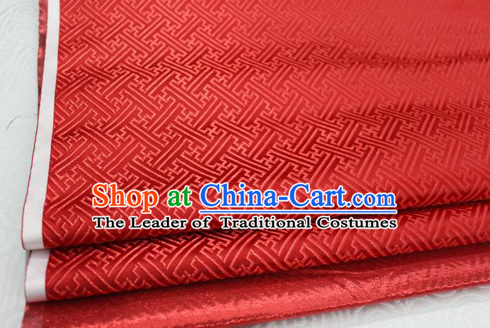 Chinese Traditional Royal Palace Pattern Mongolian Robe Red Brocade Fabric, Chinese Ancient Costume Satin Hanfu Tang Suit Material