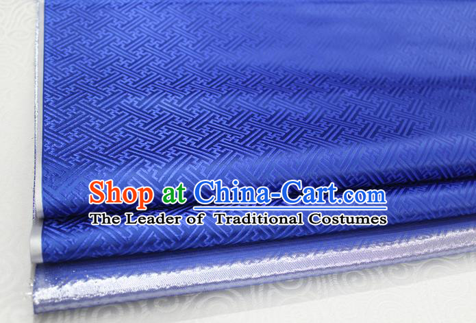 Chinese Traditional Royal Palace Pattern Mongolian Robe Royalblue Brocade Fabric, Chinese Ancient Costume Satin Hanfu Tang Suit Material