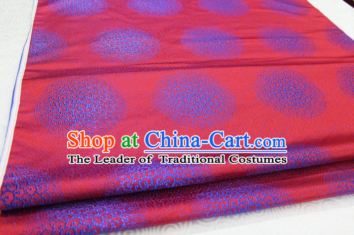 Chinese Traditional Royal Palace Mongolian Robe Red Brocade Cheongsam Fabric, Chinese Ancient Costume Satin Hanfu Tang Suit Material