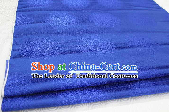 Chinese Traditional Royal Palace Mongolian Robe Royalblue Brocade Cheongsam Fabric, Chinese Ancient Costume Satin Hanfu Tang Suit Material