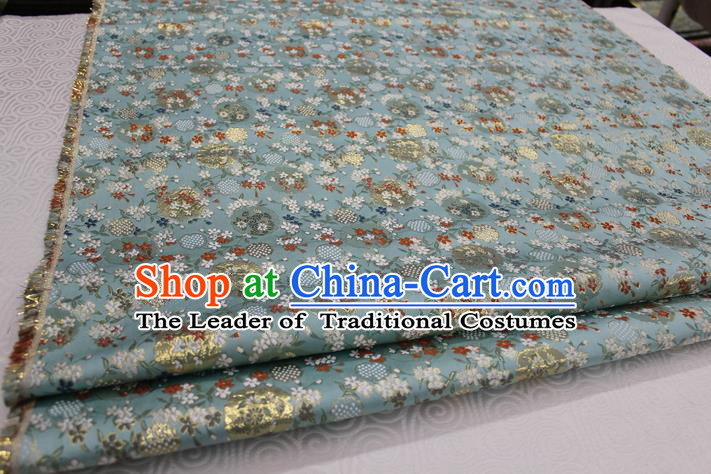 Chinese Traditional Royal Palace Kimono Light Blue Brocade Cheongsam Fabric, Chinese Ancient Costume Satin Hanfu Tang Suit Material