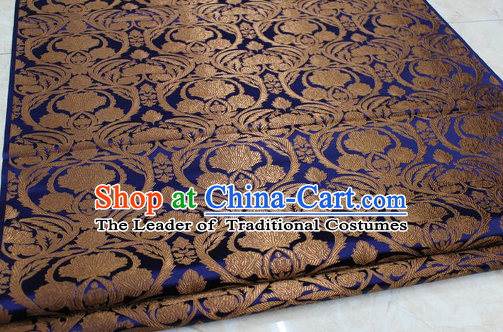 Chinese Traditional Royal Palace Pattern Golden Brocade Mongolian Robe Tibetan Robe Fabric, Chinese Ancient Costume Satin Hanfu Tang Suit Material