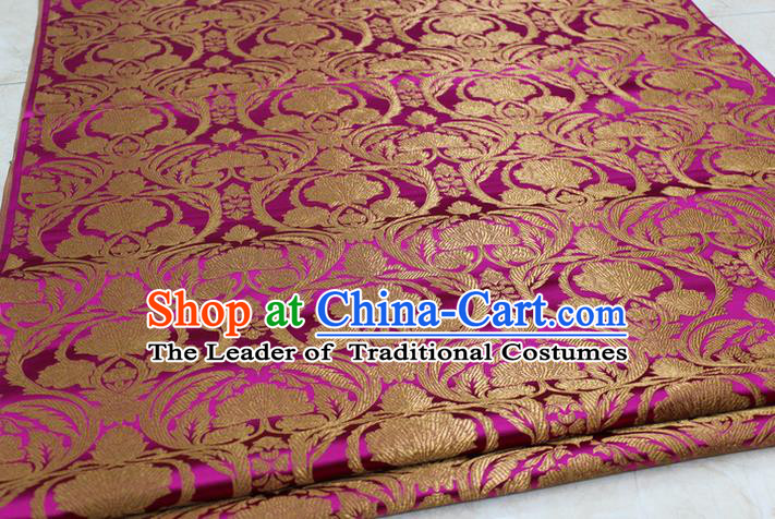 Chinese Traditional Royal Palace Pattern Rosy Brocade Mongolian Robe Tibetan Robe Fabric, Chinese Ancient Costume Satin Hanfu Tang Suit Material