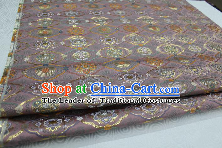 Chinese Traditional Royal Palace Pattern Deep Pink Brocade Mongolian Robe Tibetan Robe Fabric, Chinese Ancient Costume Satin Hanfu Kimono Material