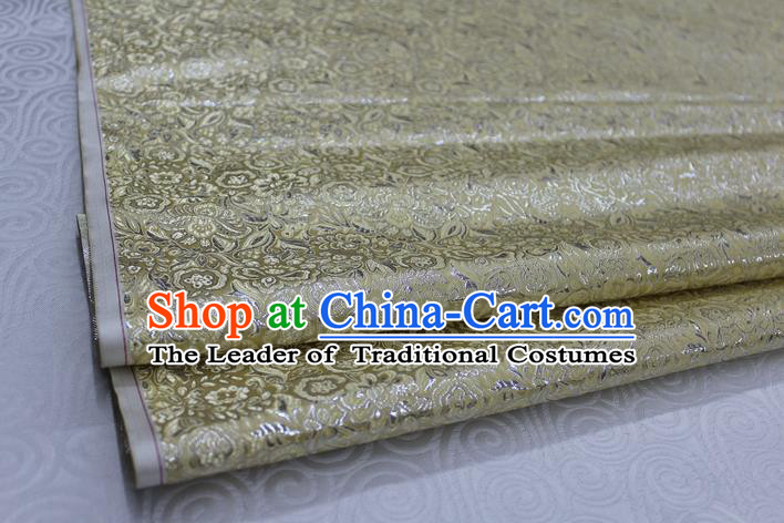 Chinese Traditional Royal Palace Pattern Cheongsam Light Golden Brocade Fabric, Chinese Ancient Costume Satin Hanfu Material