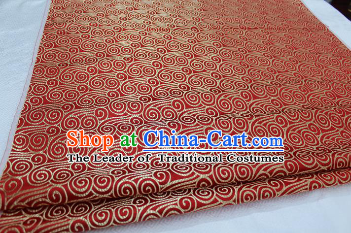 Chinese Traditional Palace Auspicious Clouds Pattern Tang Suit Mongolian Robe Red Brocade Fabric, Chinese Ancient Costume Hanfu Material