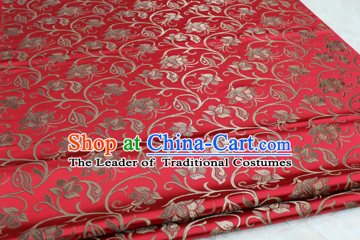 Chinese Traditional Palace Pattern Tang Suit Cheongsam Red Brocade Fabric, Chinese Ancient Costume Hanfu Mongolian Robe Material