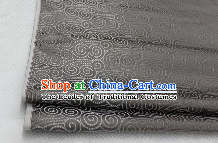 Chinese Traditional Palace Auspicious Clouds Pattern Tang Suit Mongolian Robe Grey Brocade Fabric, Chinese Ancient Costume Hanfu Material