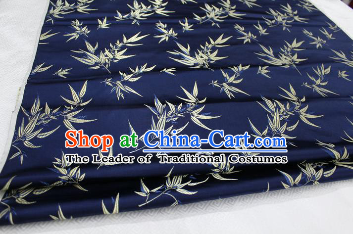 Chinese Traditional Palace Bamboo Pattern Tang Suit Cheongsam Navy Brocade Fabric, Chinese Ancient Costume Hanfu Material