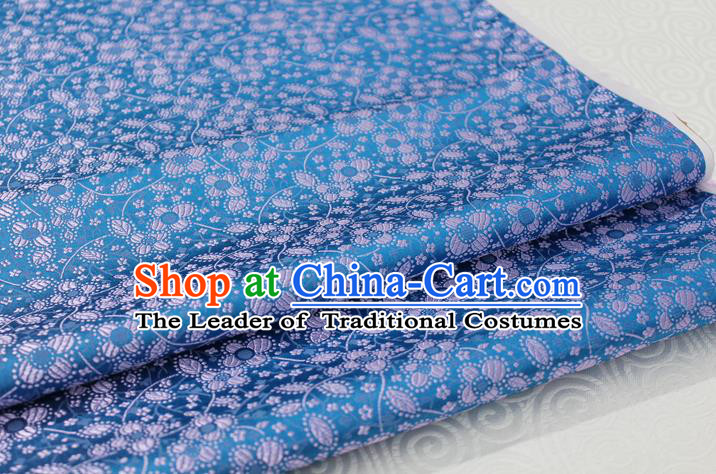 Chinese Traditional Ancient Costume Palace Flowers Pattern Cheongsam Light Blue Brocade Tang Suit Fabric Hanfu Material