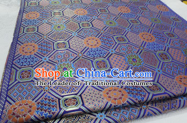 Chinese Traditional Ancient Costume Palace Pattern Mongolian Robe Royalblue Brocade Tang Suit Fabric Hanfu Material