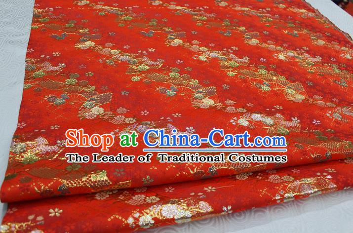 Chinese Traditional Ancient Costume Palace Pattern Cheongsam Red Brocade Tang Suit Fabric Hanfu Material