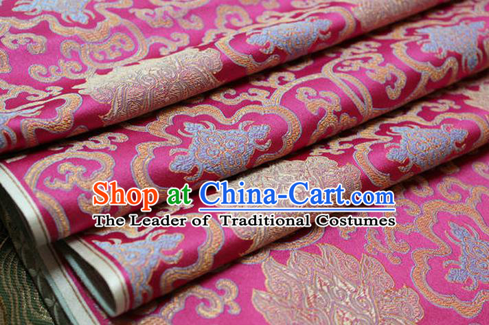 Chinese Traditional Ancient Costume Palace Lotus Pattern Mongolian Robe Cheongsam Pink Brocade Tang Suit Fabric Hanfu Material