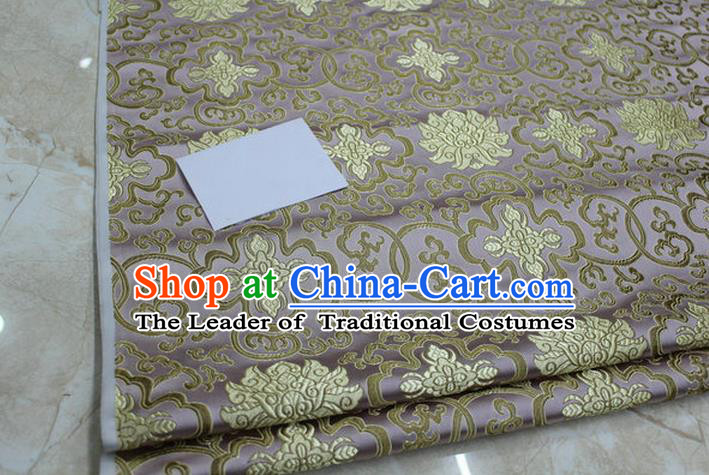 Chinese Traditional Ancient Costume Palace Lotus Pattern Mongolian Robe Cheongsam Lilac Brocade Tang Suit Fabric Hanfu Material