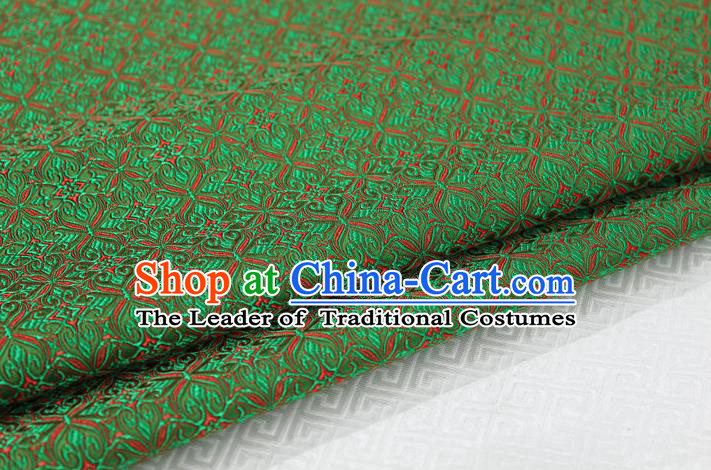 Chinese Traditional Ancient Costume Palace Pattern Cheongsam Green Brocade Tang Suit Fabric Hanfu Material