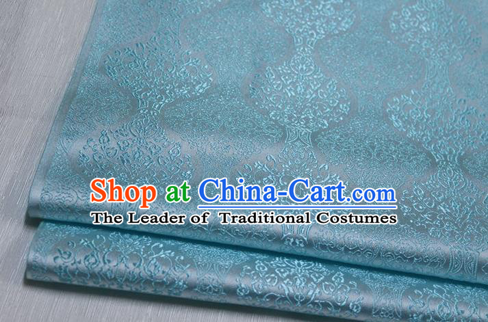 Chinese Traditional Ancient Costume Palace Pattern Cheongsam Mongolian Robe Light Blue Brocade Tang Suit Fabric Hanfu Material