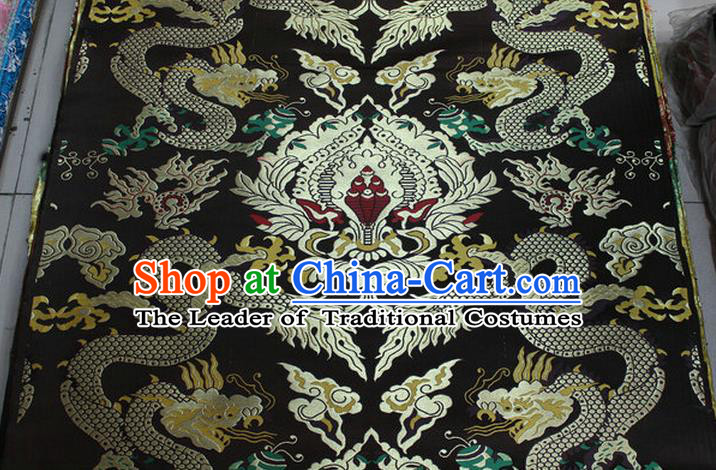 Chinese Traditional Ancient Costume Palace Dragons Pattern Mandarin Jacket Tibetan Robe Deep Brown Brocade Tang Suit Fabric Hanfu Material