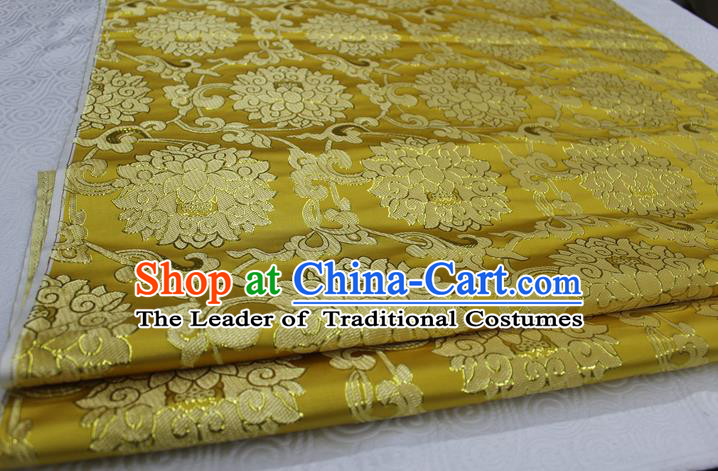 Chinese Traditional Ancient Costume Palace Pattern Xiuhe Suit Golden Brocade Cheongsam Satin Mongolian Robe Fabric Hanfu Material