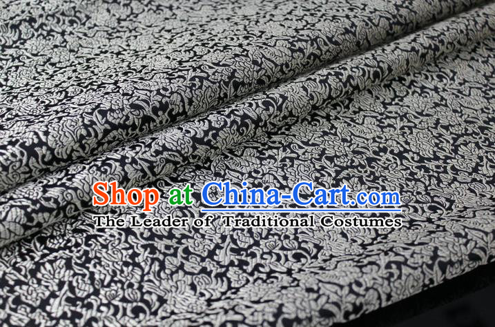 Chinese Traditional Ancient Costume Palace Grey Pattern Cheongsam Brocade Tang Suit Satin Mongolian Robe Fabric Hanfu Material
