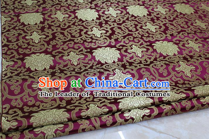 Chinese Traditional Ancient Costume Palace Pattern Mongolian Robe Purple Brocade Tang Suit Satin Cheongsam Fabric Hanfu Material