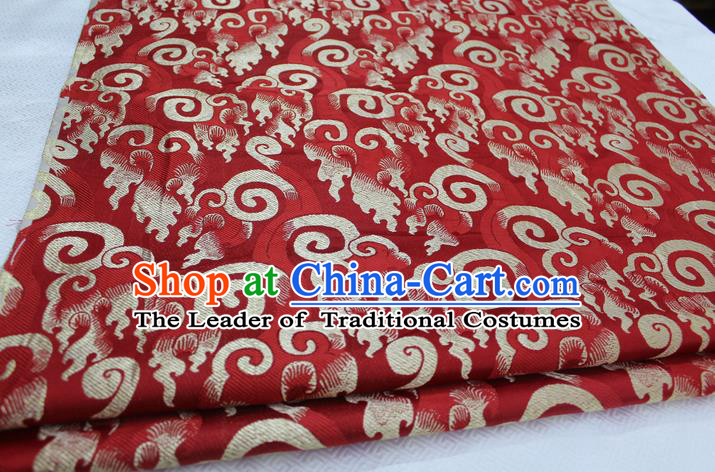 Chinese Traditional Ancient Costume Royal Palace Pattern Tang Suit Red Brocade Cheongsam Satin Fabric Hanfu Material